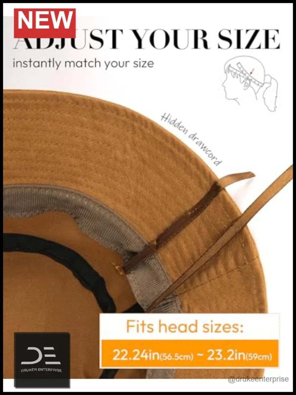 Cotton Packable Bucket Sun Hat for Women Men with Adjustable Drawstring